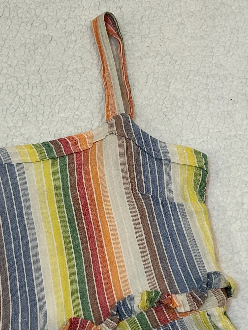 Saylor Roxie Romper in Multi Medium 100% Cotton Rainbow Stripes Beach Vacation